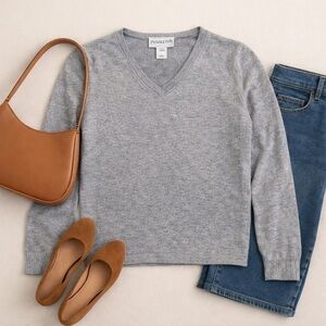 Pendleton 100% Cashmere Sweater Womens S Gray Cropped Lightweight Soft Luxury